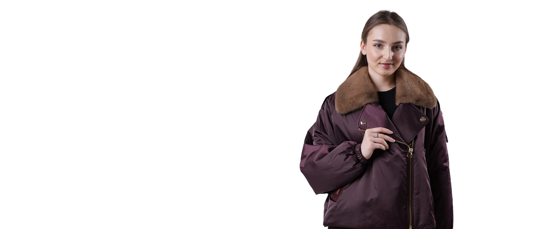 Jacket with a fur collar